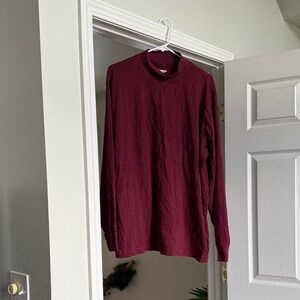 100% Cotton Lands' End Men's Burgundy Long Sleeve Tee